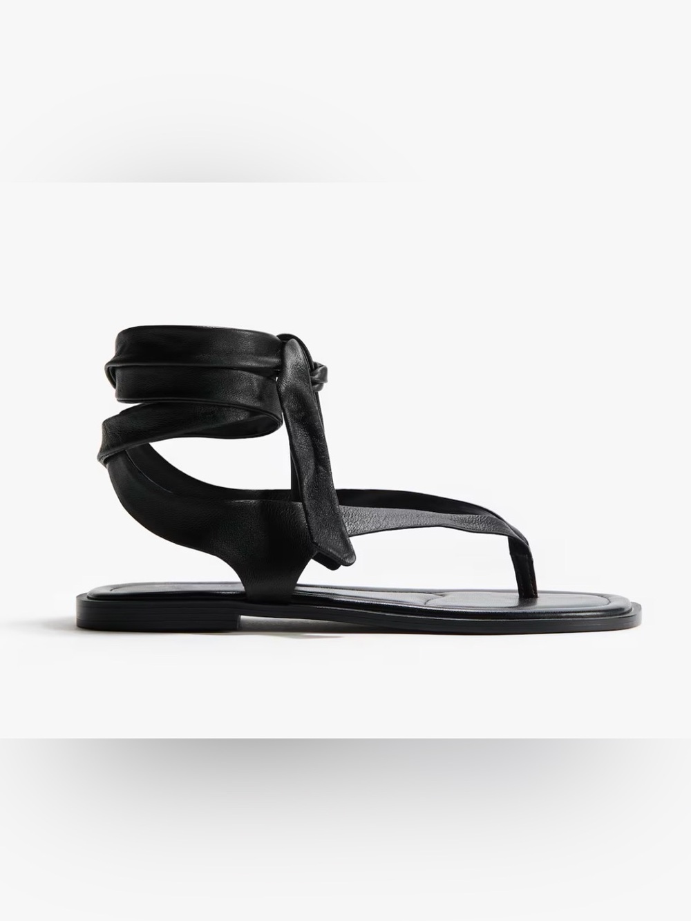 H&M Leather Collection Tie Detail Thong Sandal NWT Size 8